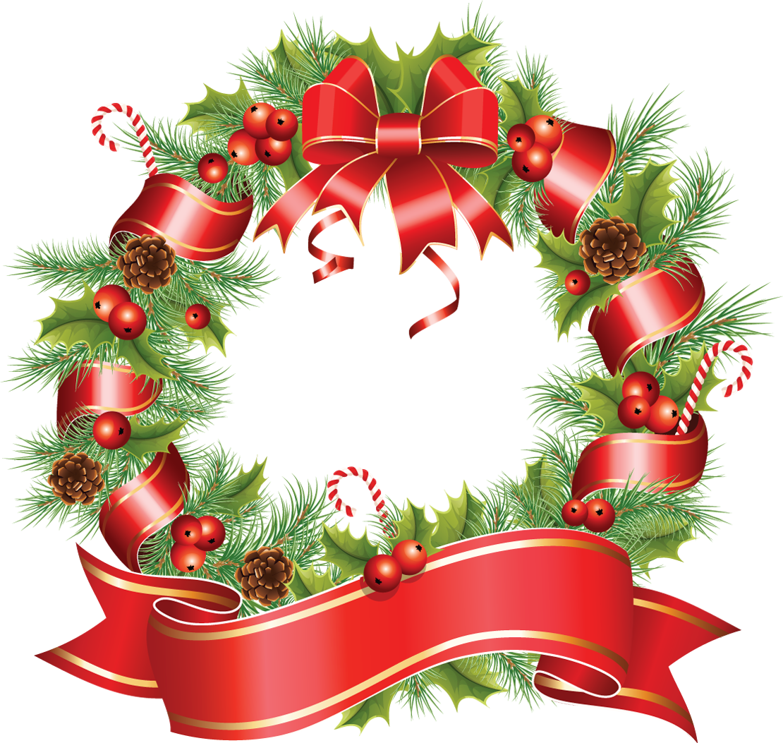 Graphic Royalty Free Stock Beautiful Round Png Photo - Christmas Wreath Png (1110x1053), Png Download
