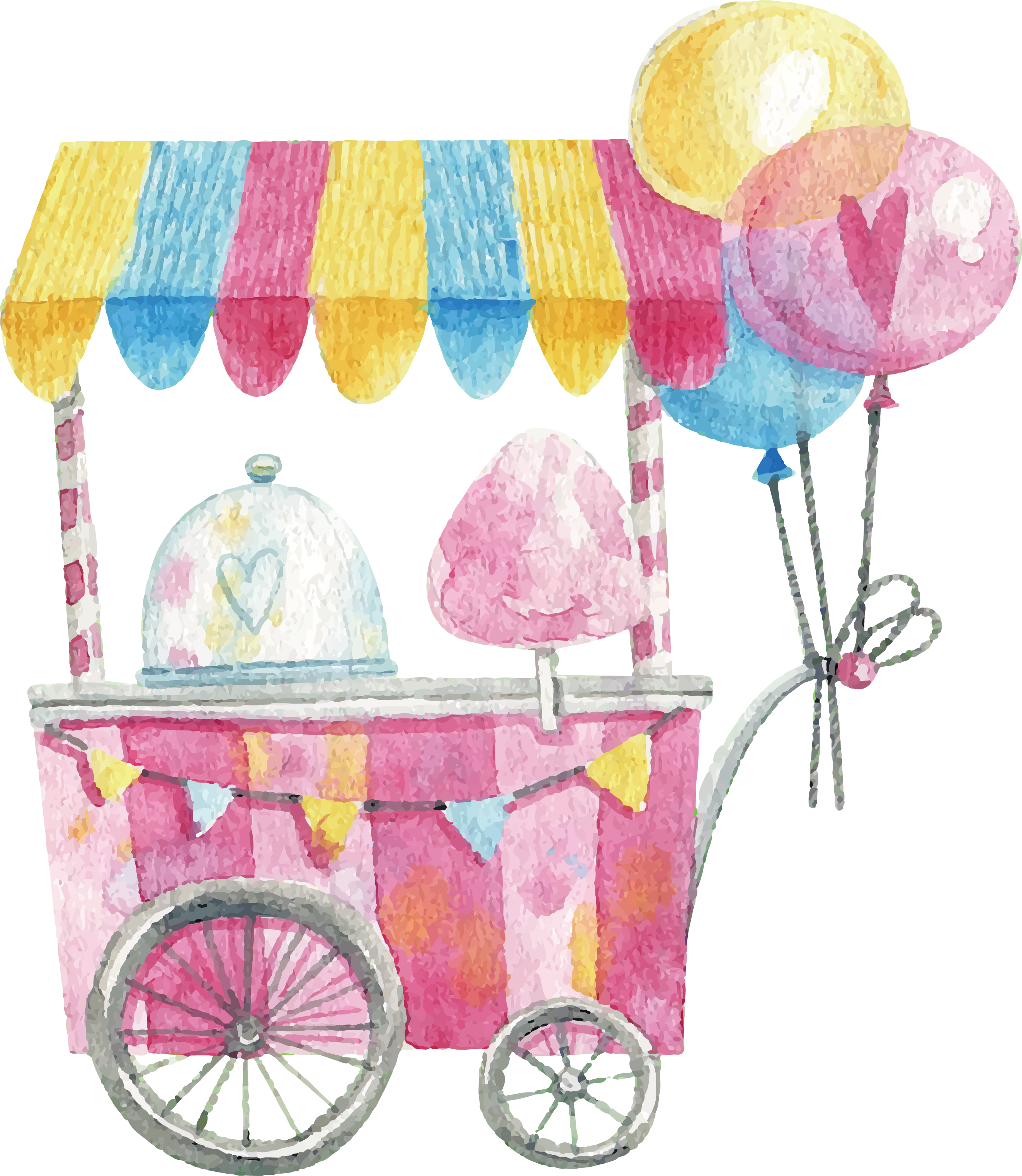 Svg Royalty Free Stock Cotton Lollipop Hand Painted - Clipartcotton Candy (2645x3043), Png Download