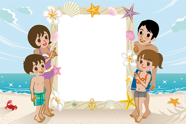 Family Clipart Summer - Moldura Natação (598x399), Png Download