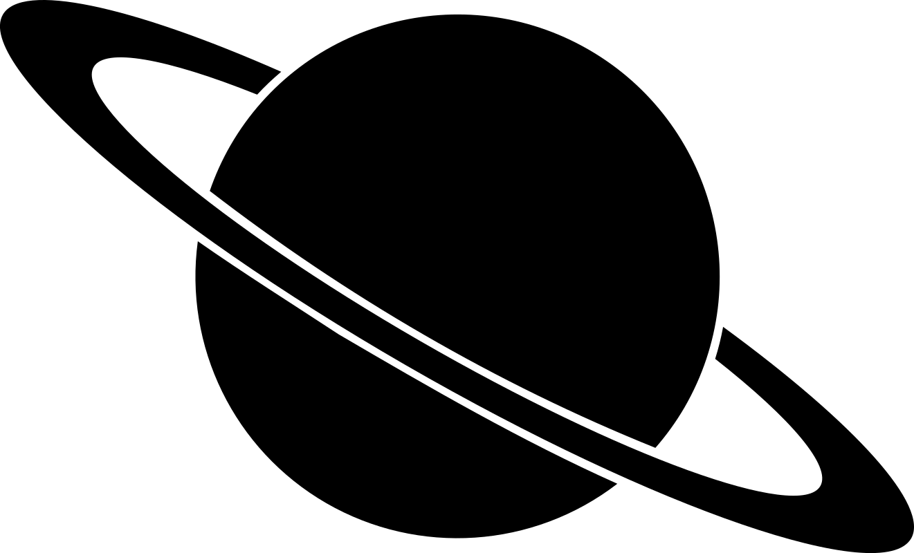 Black Saturn Planet Clipart - Planet Clipart Black And White (1321x800), Png Download