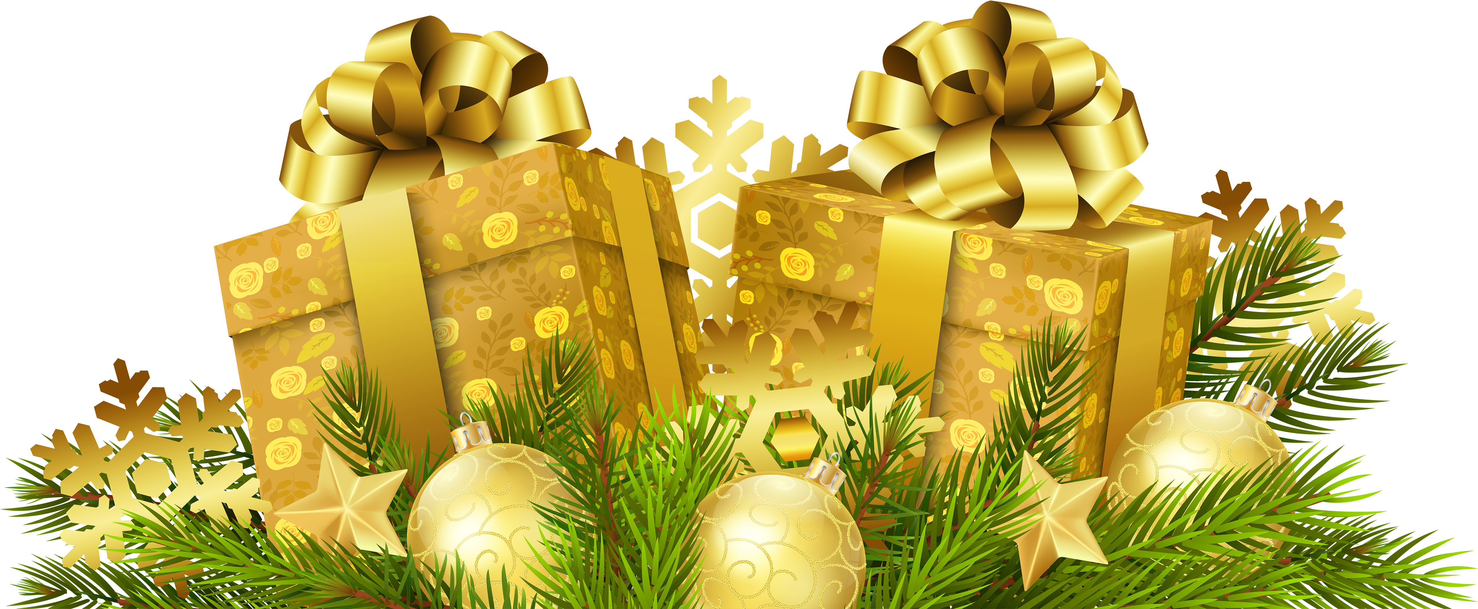 Gift Christmas Decorations Transparent (5000x2345), Png Download