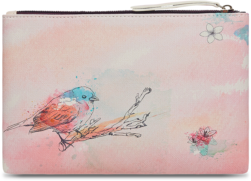 Watercolor Bird Small Zip Pouch - Wallet (1000x1000), Png Download