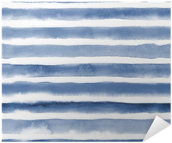Watercolor Seamless Pattern With Blue Stripes - Sea (400x400), Png Download