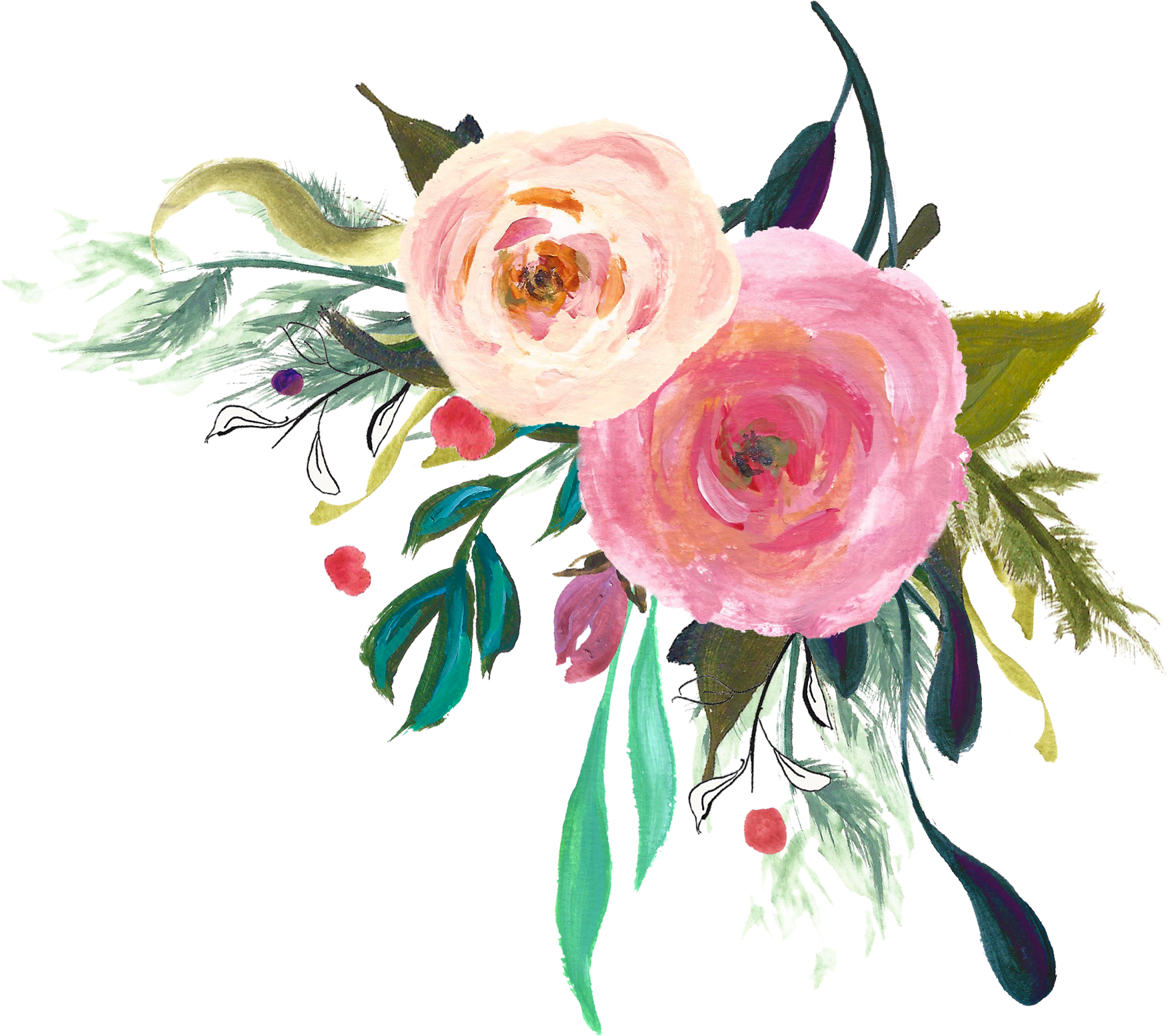 Corner Transparent Watercolor Floral - Godmother Necklace, Will You Be My Godmother, Godmother (1800x1800), Png Download