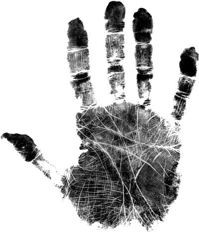 Hand Print 3 Small - Black Hand Print Png (414x470), Png Download