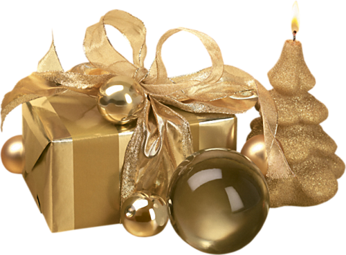 Touching Hearts Presents Tube - Christmas Gift Gold Png (500x369), Png Download