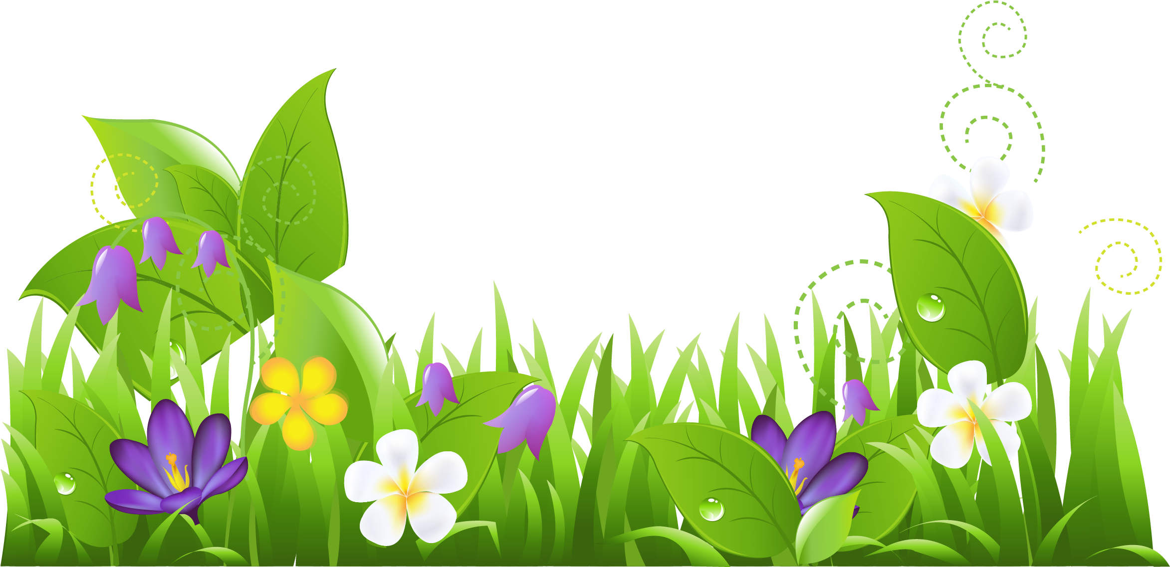 28 Collection Of Flower With Grass Clipart - Grass And Flowers Clipart (2356x1231), Png Download