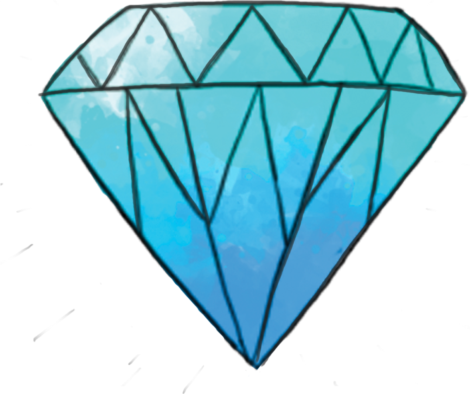 Blue Cute Diamond Art Watercolor - Cute Diamond Png (970x824), Png Download