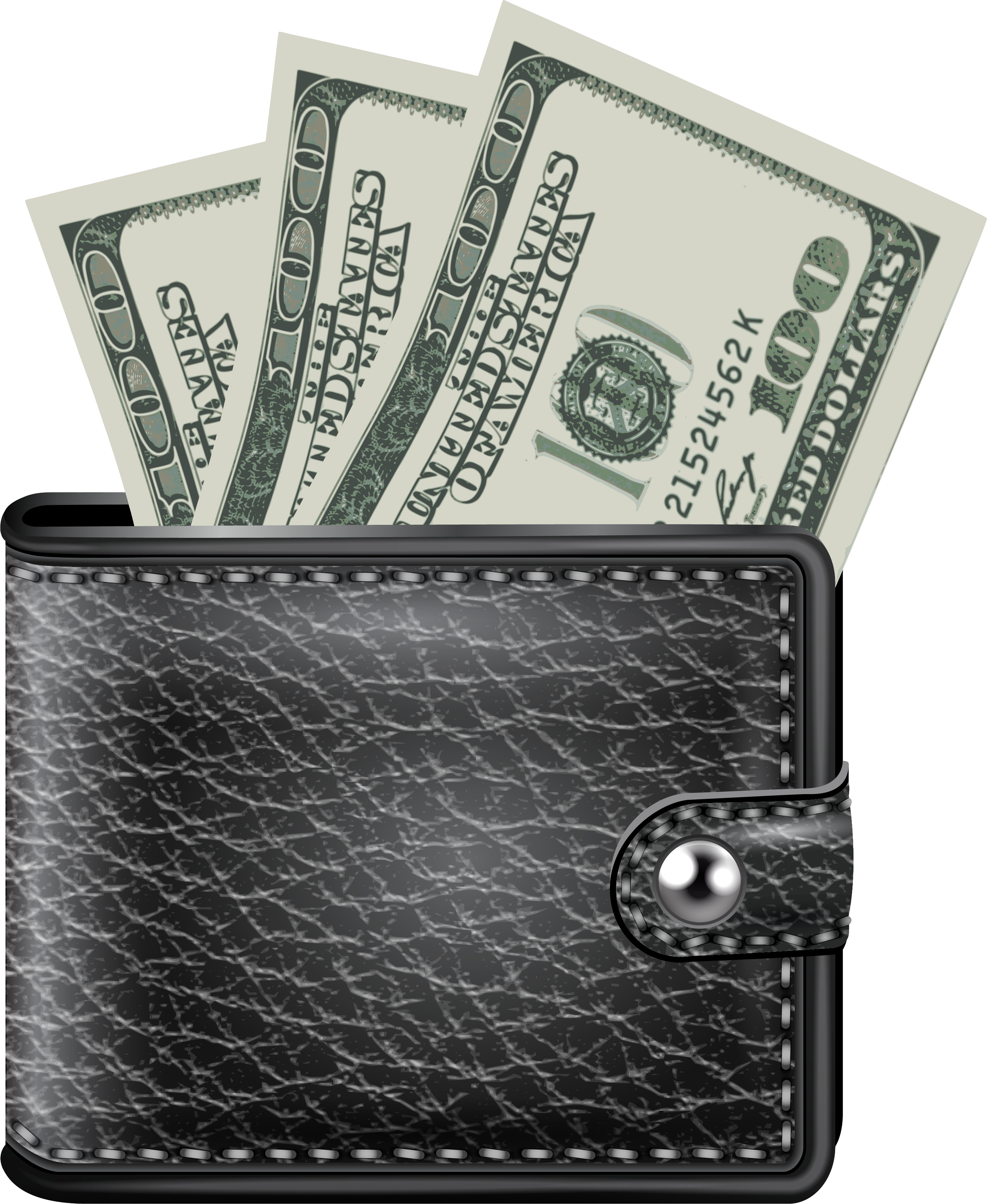 Black Wallet With Money Png Clipart - Wallet Png (523x600), Png Download