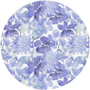 Blue Watercolor Flower Pattern Round Mousepad - Blue Green Watercolor Flower Pattern Beach Towel (500x500), Png Download