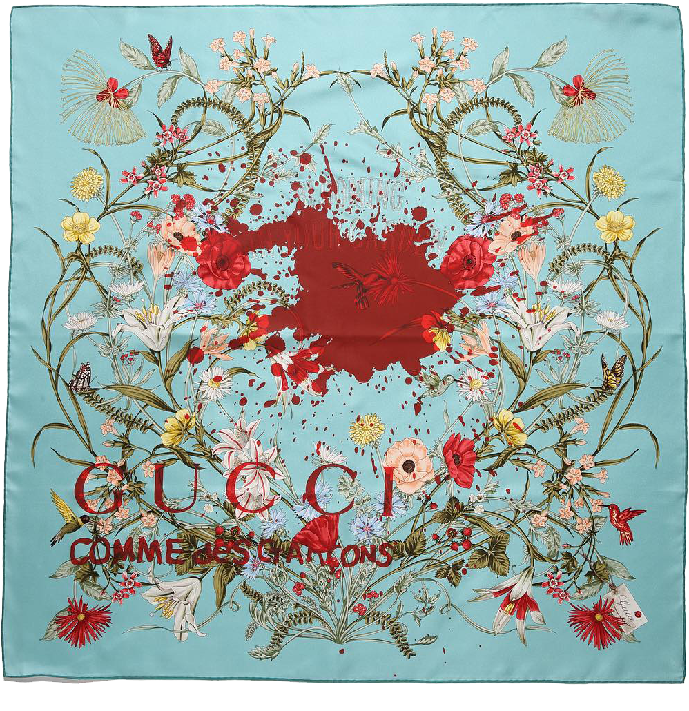 Gucci X Comme Des Garcons Scarves Blue Large (1080x1080), Png Download