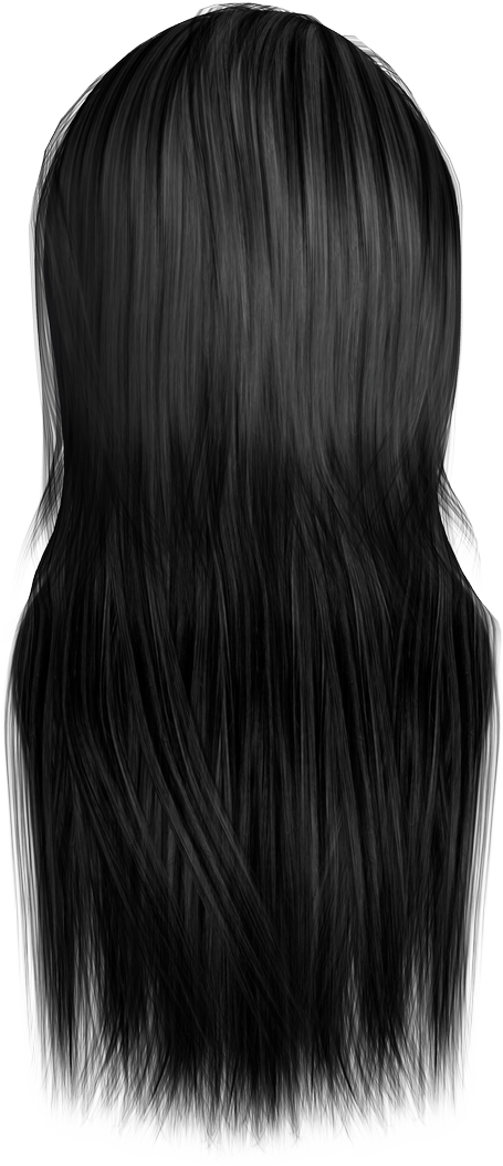 Straight Hair Png Clip Black And White Download - Hair (455x1053), Png Download