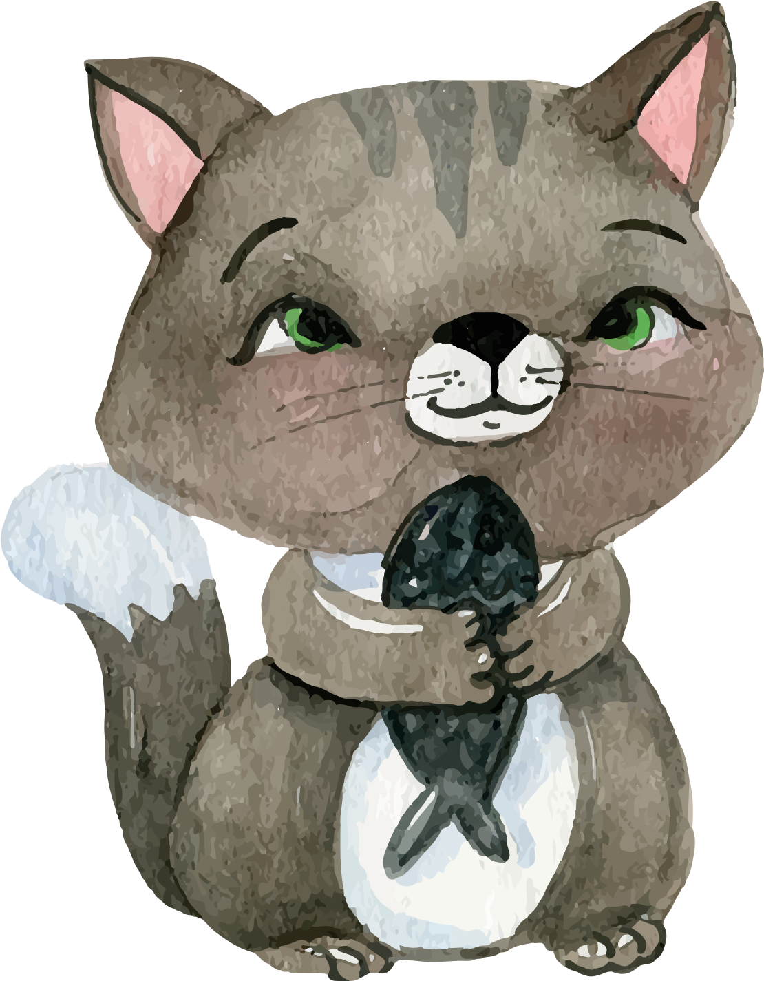 Cat Kitten Puppy Dog - Watercolor Animals Vector (2000x2000), Png Download