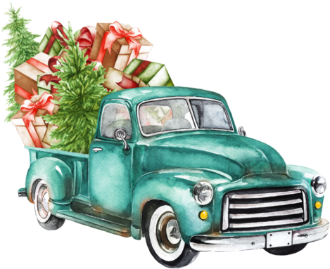 "watercolor Turquoise Truck " - Happy Fall Yall Truck (480x388), Png Download