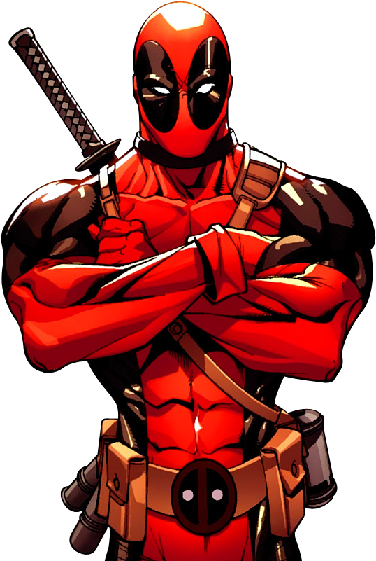 Deadpool's Folded Arms Turned To Clenched Fists As - Deadpool Comic (600x850), Png Download