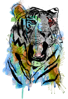 Watercolor Predator - Twisted Envy Rainbow Tiger Novelty Mug (674x518), Png Download
