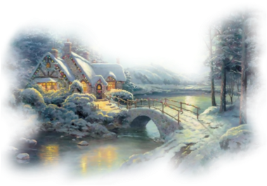 Snow Bridge Png Vector Free Stock - Christmas Moonlight - Thomas Kinkade - 1000 Piece Jigsaw (430x330), Png Download