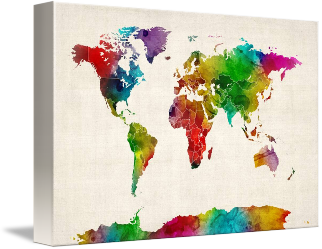Clip Art Black And White Download Drawing Instagram - Map Of World Gray (650x504), Png Download