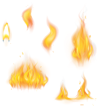 Set Of Realistic Flame Tongues Isolated On A Dark Background - Flame (360x360), Png Download