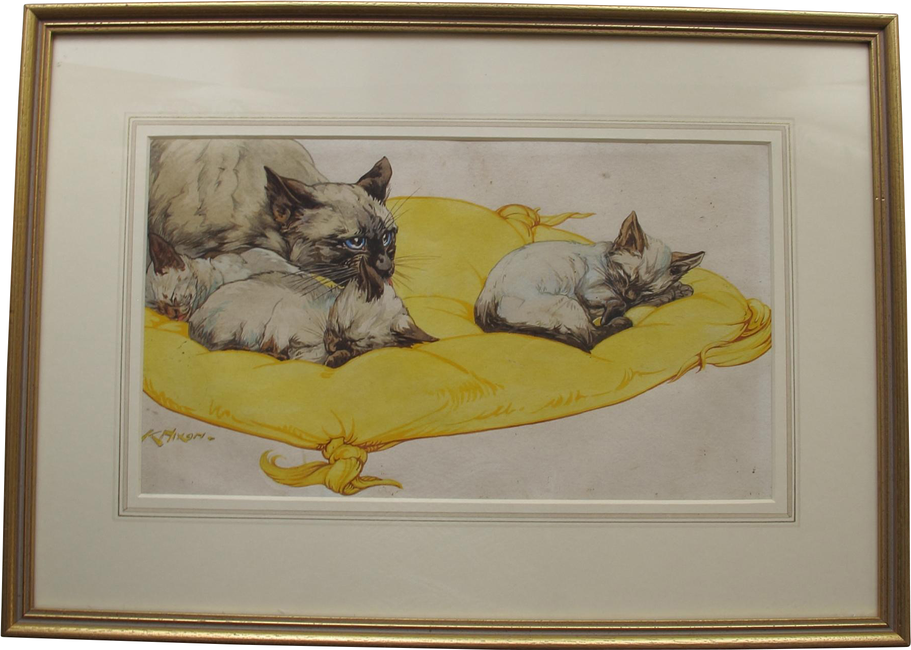 Pushti By Much Listed Artist Kay Nixon Siamese Cat - Watercolor Painting (1798x1798), Png Download