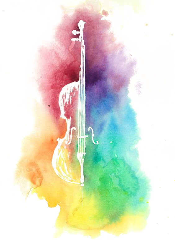 Painter Drawing Musical Instrument - Watercolor Violin (564x775), Png Download