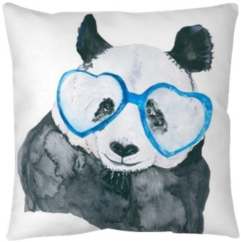 Panda With Glasses - Watercolor Painting (400x400), Png Download