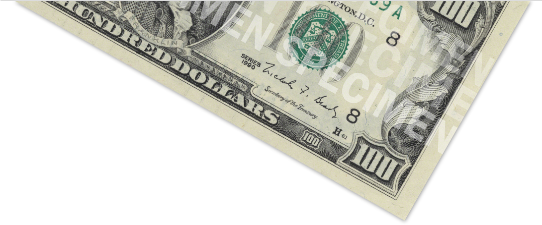 1990 $100 Printing - 100 Dollar Bill (1131x477), Png Download