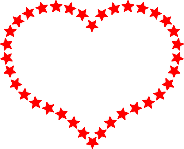 Red Outlined Clip Art At Clker Com - Red Stars And Hearts (600x487), Png Download