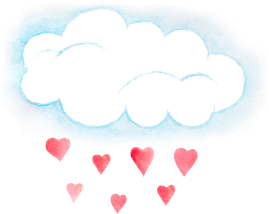 Sky Watercolor Cute Seamless Pattern - Heart (600x465), Png Download