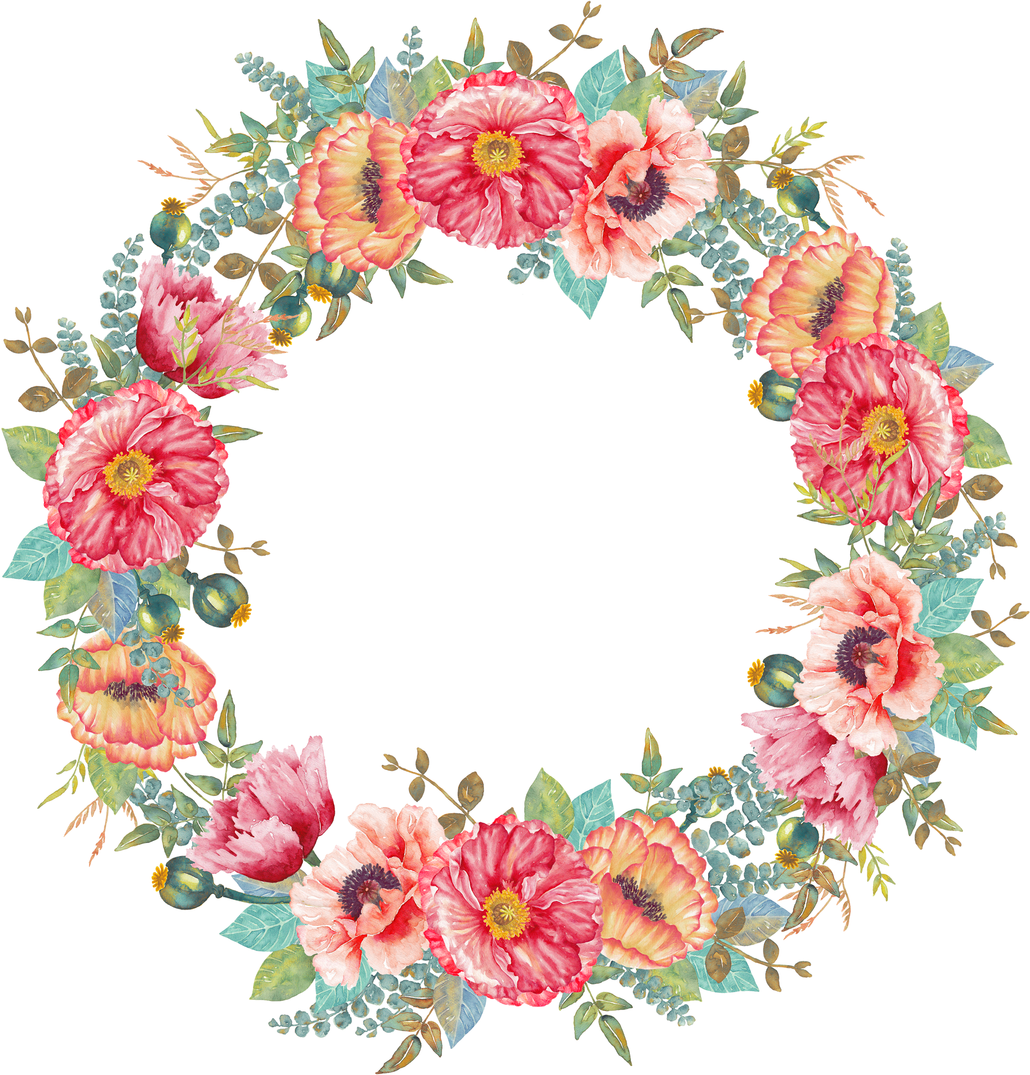Okrągłe Granice Kwiatów Png I Clipart - Flower Circle Border Png (2362x2416), Png Download