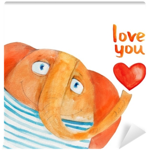 Orange Elephant In Striped Shirt With Balloons - Watercolor Painting (400x400), Png Download