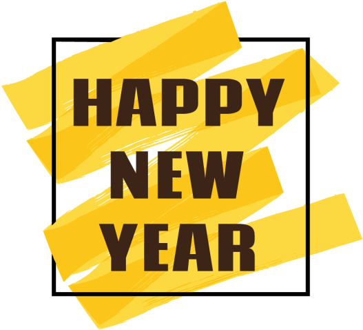 Happy New Year On The Brush Stroke Background Frame, - New Year (640x640), Png Download