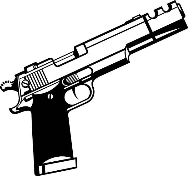 28 Collection Of Gun Drawing Png - White Black Gun Png (600x564), Png Download