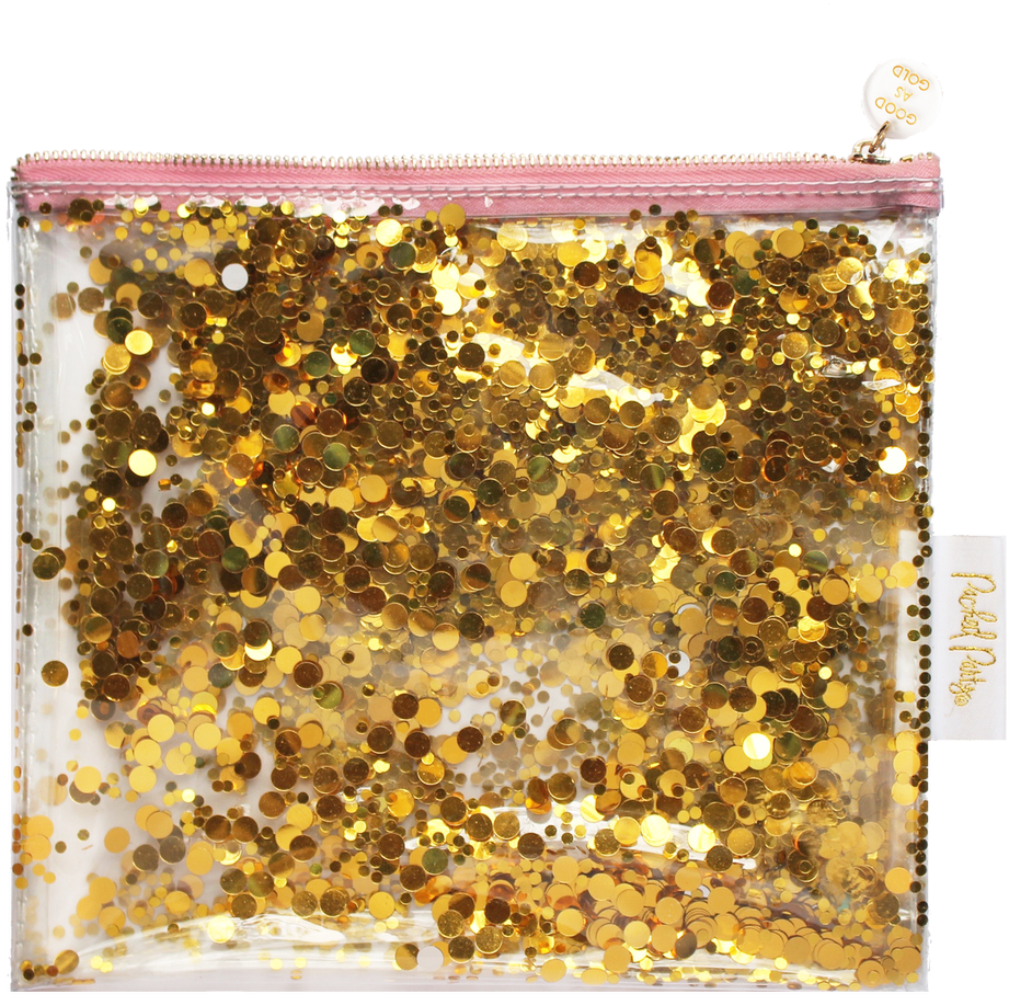 Good As Gold Confetti Pouch - Packed Party Gold Confetti Flat Zip (1024x1024), Png Download