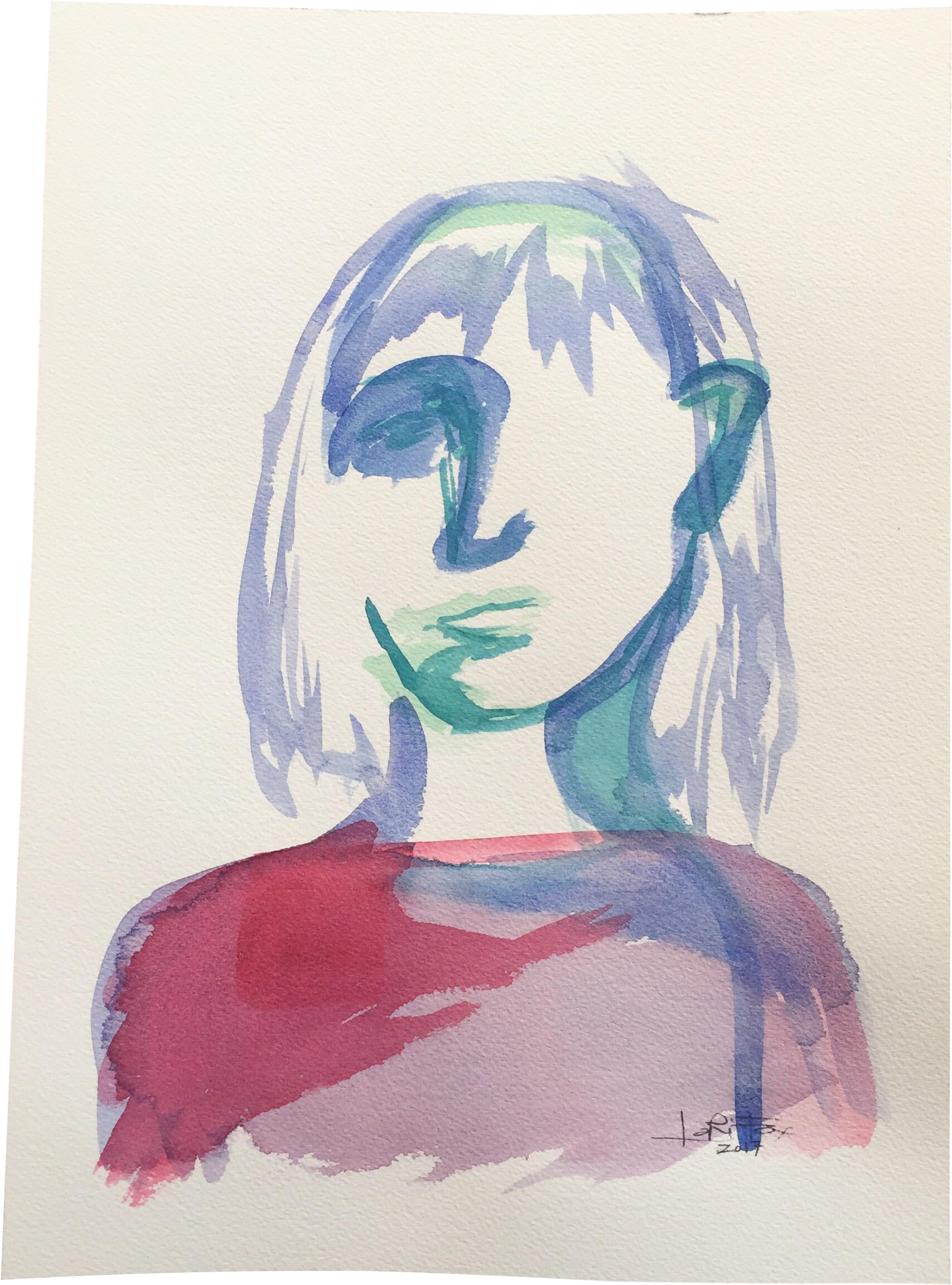 Watercolor Portrait Painting By Lori Fox - Sketch (1896x2561), Png Download