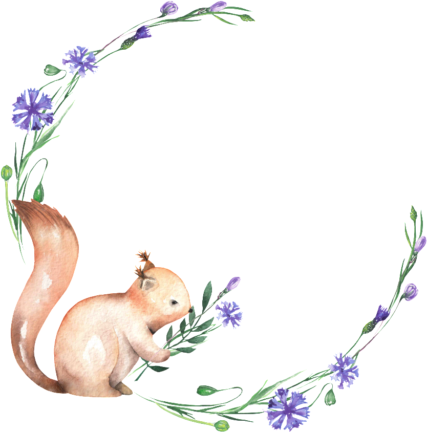 This Graphics Is Hand Painted Smelling Squirrel Png - Cute Squrel Watercolor (1024x1024), Png Download