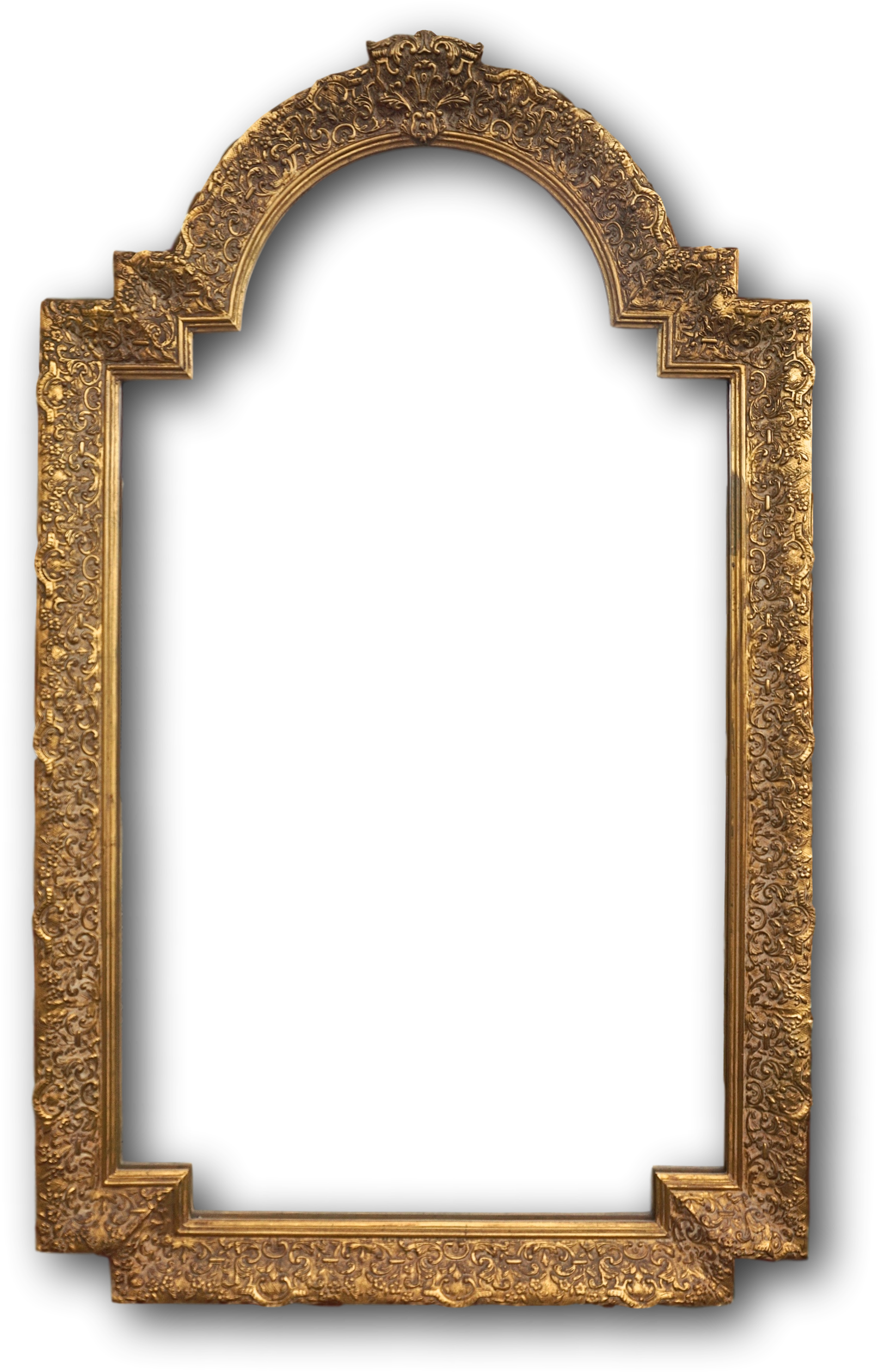 Large Gold Baroque Arched Mirror Wood Mirror, Baroque, - Mirror (2583x2583), Png Download