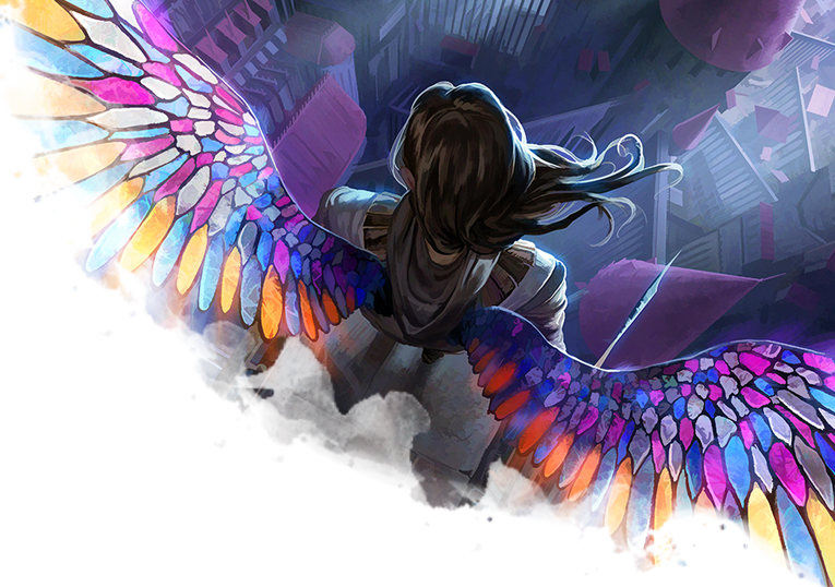 School Of Chromatics - Angel Wings Stained Glass (765x538), Png Download