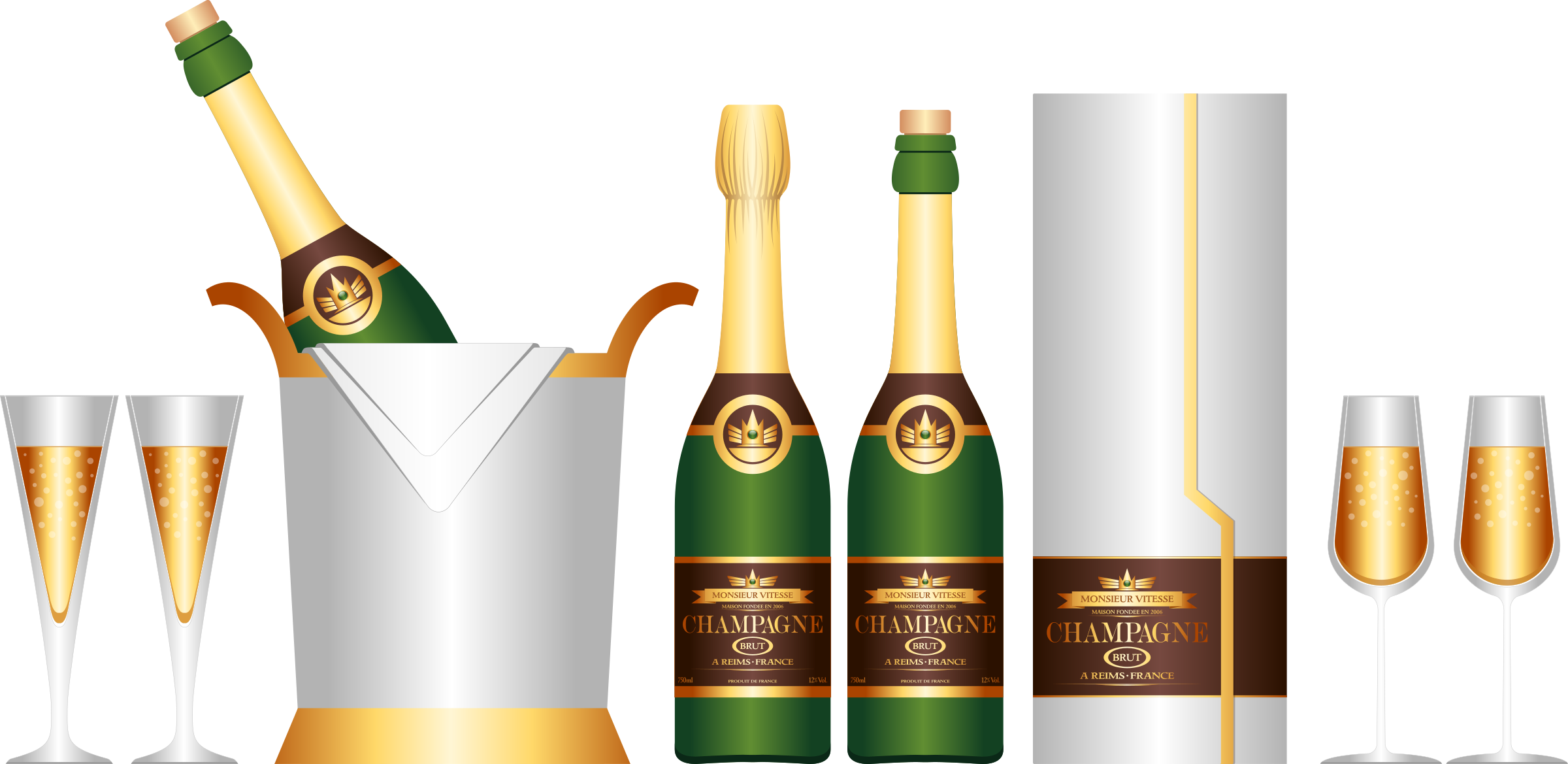 Champagne,champagne Bottle,champagne Box,champagne - Chai Rượu Vector (500x250), Png Download