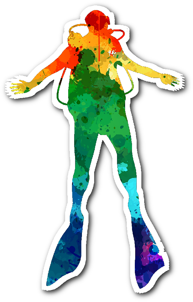 Watercolor Scuba Diver Sticker - Scuba Diving (1056x1056), Png Download