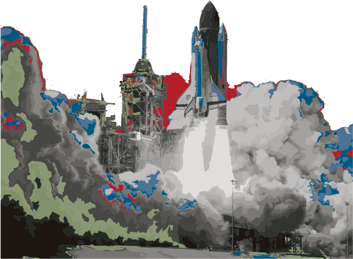 The Space Shuttle Challenger At Launch - Challenger Space Shuttle (720x547), Png Download