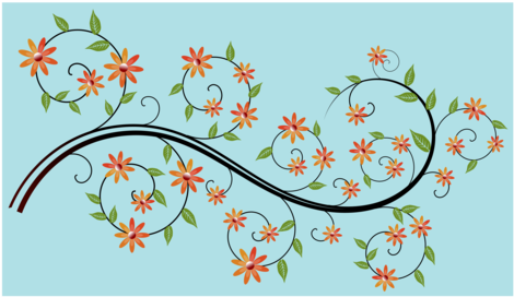 Floral Design Line Art Watercolor Painting Computer - Corrente De Flores Desenho (481x340), Png Download