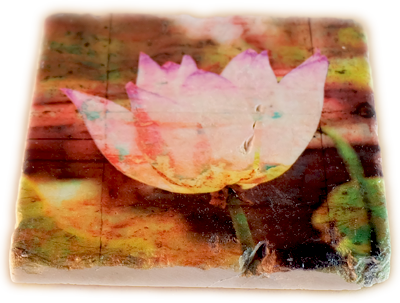 Lotus Flower Textured Marble Coaster - Maple Leaf (400x303), Png Download