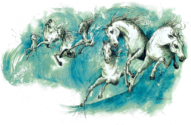 Horses In The Waves - Horses In The Waves Canvas Print - Small (800x521), Png Download