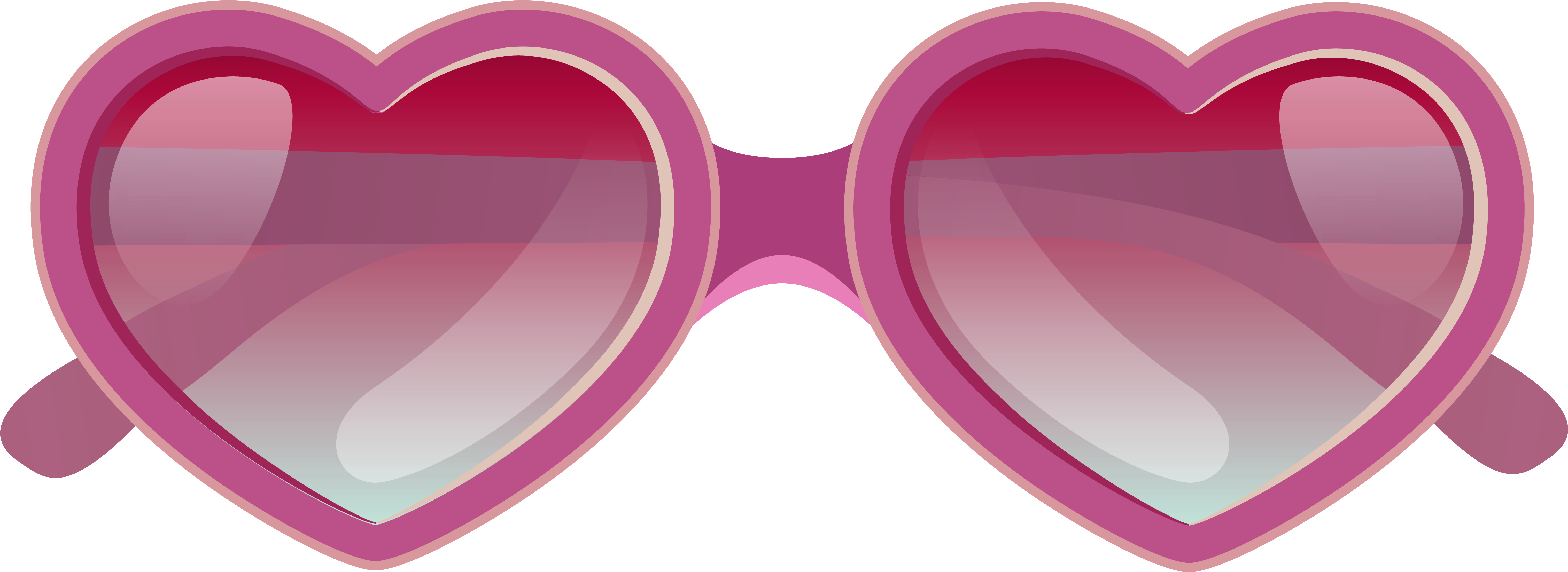 Pink Heart Sunglasses Clipart - Pink Sunglass Clip Art (6127x2327), Png Download