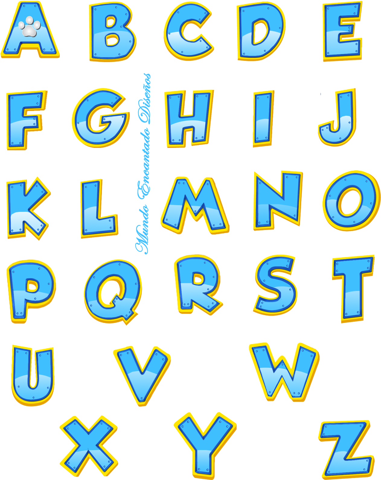 Alfabeto Estilo Paw Patrol - Paw Patrol Typography (1280x1600), Png Download