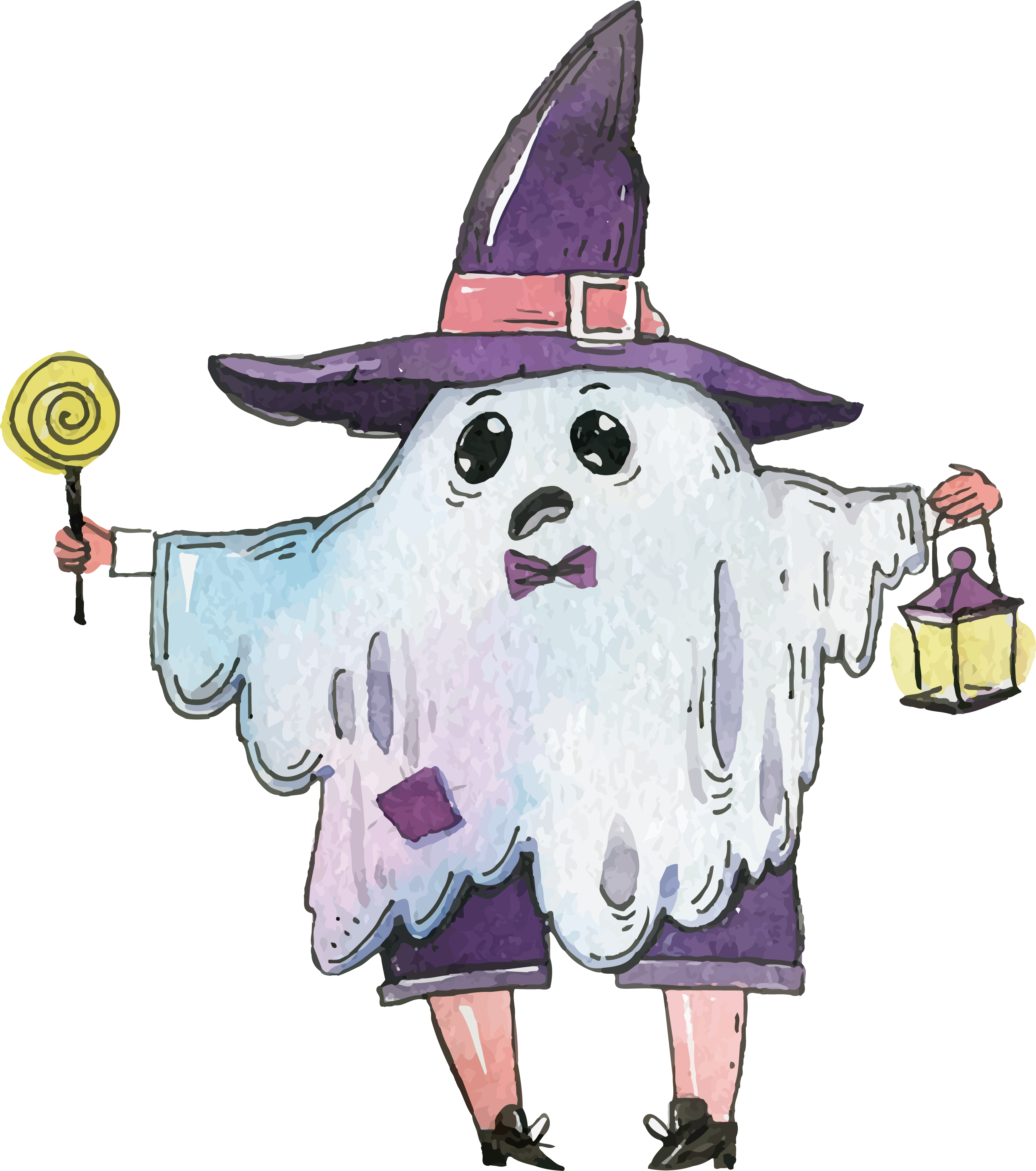 Watercolor Painting Halloween Illustration - Watercolor Painting (2574x2909), Png Download