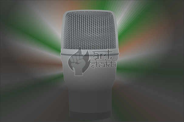 Microphone Elliptical Green White Orange Background - Electronics (606x402), Png Download