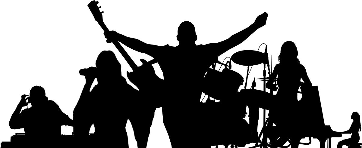 Music Transparent Silhouette - Rock Star Silhouette Sticker (1200x500), Png Download