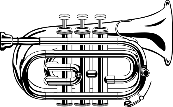 Free Vector Pocket Trumpet B Flat Clip Art - Pocket Trumpet (600x370), Png Download